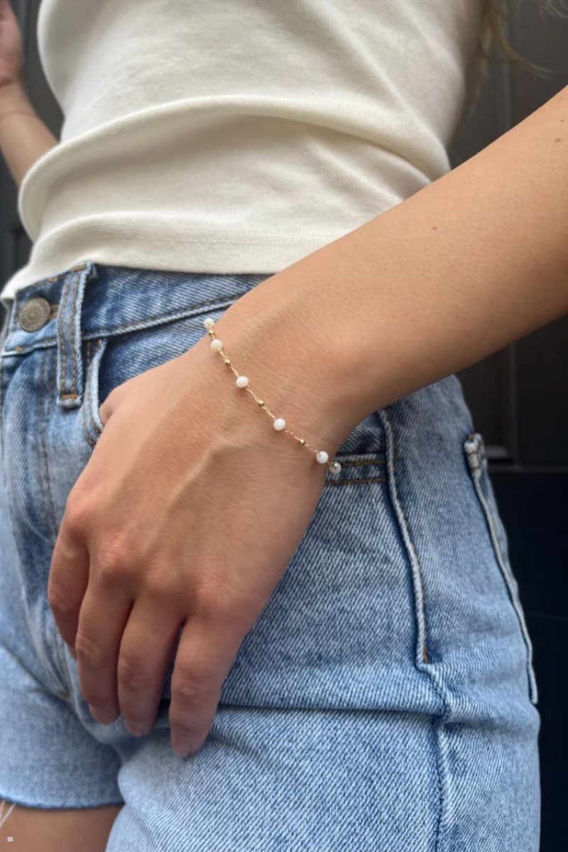 Bracelet Brandy Melville White Bead Cuivre | RPE-00196584